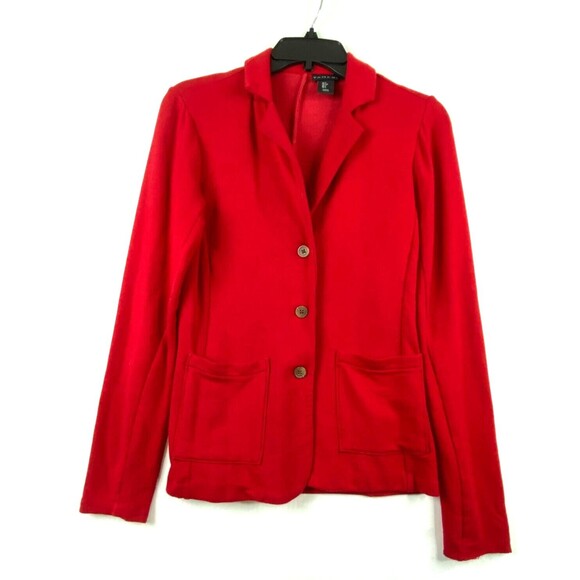 TAHARI Blazer Womens Red Open Front Jacket Small - Picture 1 of 6